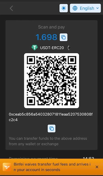 make a USDT transfer transaction by scanning the QR code