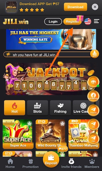 Step 2: Select the “Register”